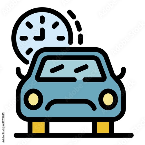 Waiting online taxi icon. Outline waiting online taxi vector icon color flat isolated
