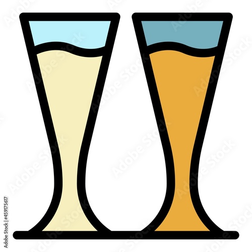 Pilsner glasses icon. Outline pilsner glasses vector icon color flat isolated