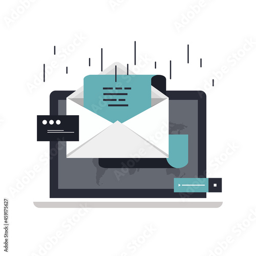 Flat design concept of regularly distributed news publication via e-mail with some topics of interest to its subscribers. Flat vector illustration. Newsletter concept