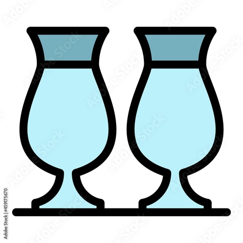 Tulip glasses icon. Outline tulip glasses vector icon color flat isolated