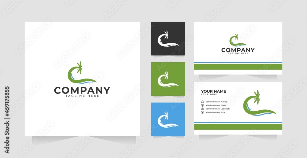 Letter C banana tree logo design template Letter C banana tree logo design template