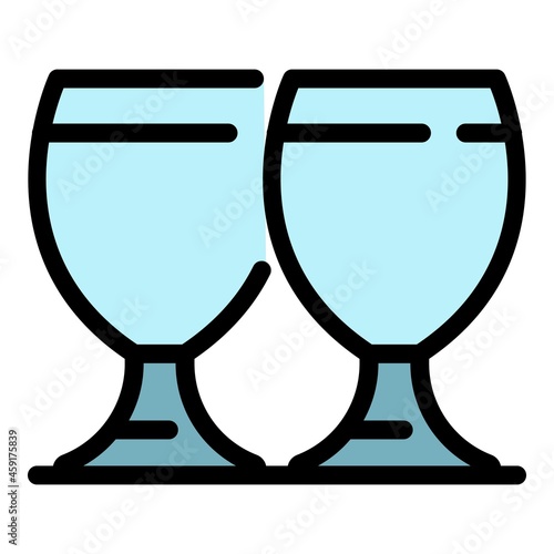 Goblet glasses icon. Outline goblet glasses vector icon color flat isolated