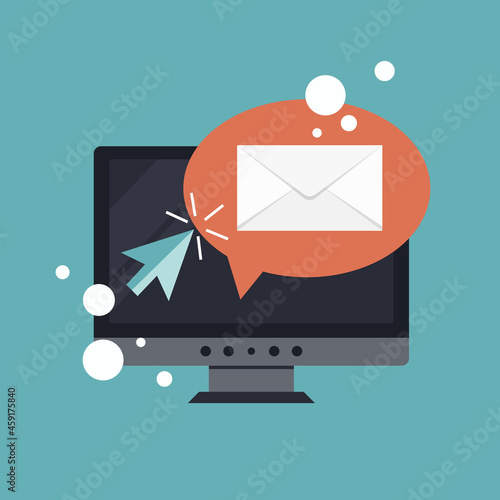 Flat design concept of regularly distributed news publication via e-mail with some topics of interest to its subscribers. Flat vector illustration. Newsletter concept