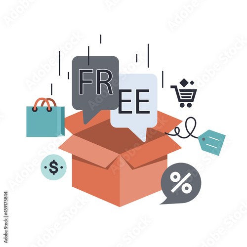 Freebie marketing concept. Flat vector illustration