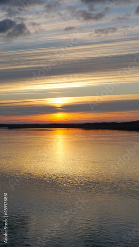 landscape sunset river orange light clouds summer autumn