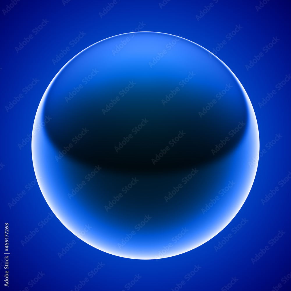 Shining ball isolated on blue background. Illustration.
