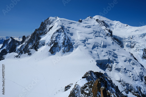 Mont Blanc mountain seen from Aiguille du midi (3842m) , French Alps, Chamonix, Haute Savoie region, France photo