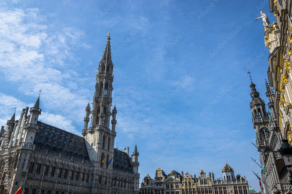 Architectural detail of The Grand Place, central square of the City of Brussels, Belgium. The Grand Place is the most important tourist destination and most memorable landmark in Brussels Architectural detail of The Grand Place, central square of the City of Brussels, Belgium. The Grand Place is the most important tourist destination and most memorable landmark in Brussels