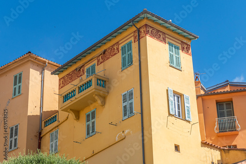 Houses with beautiful facades in the historic center of Menton