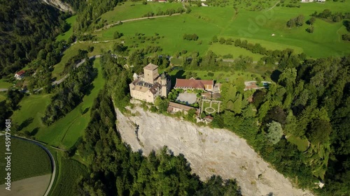 Aerial view around the village Tomils in Switzerland on a sunny day in summer. photo