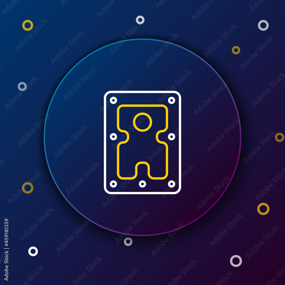 Line Hard disk drive HDD icon isolated on blue background. Colorful outline concept. Vector Line Hard disk drive HDD icon isolated on blue background. Colorful outline concept. Vector