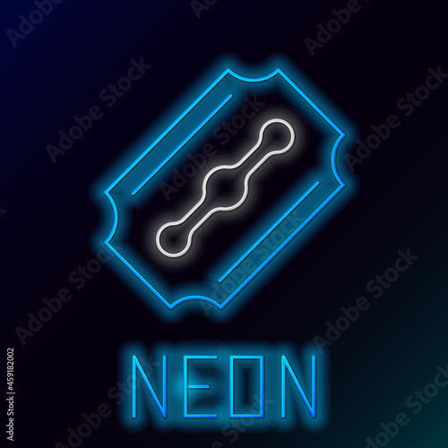 Glowing neon line Blade razor icon isolated on black background. Colorful outline concept. Vector