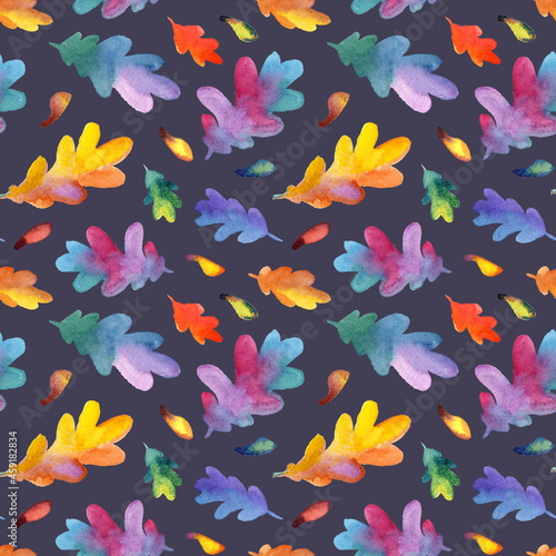 large autumn pattern of watercolor leaves