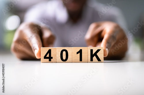 African American Man With 401K Blocks photo