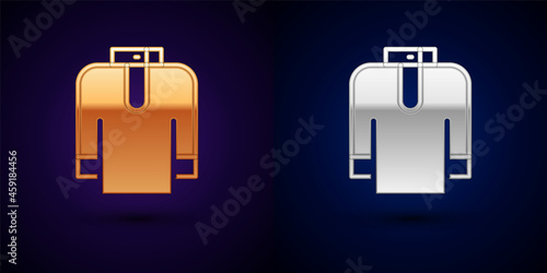 Gold and silver Shirt kurta icon isolated on black background. Vector