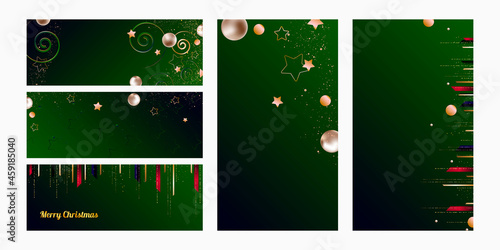 Set of cards holiday gold on white background decorations in the style of abstract Christmas New year's design template. Vector eps10