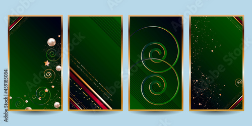 Set of cards holiday gold on white background decorations in the style of abstract Christmas New year's design template. Vector eps10