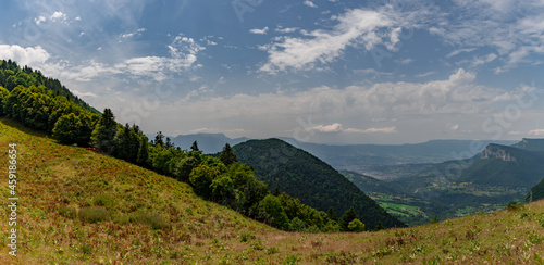Fototapeta Naklejka Na Ścianę i Meble -  View of Chambéry from the Buffaz pass in the Bauges