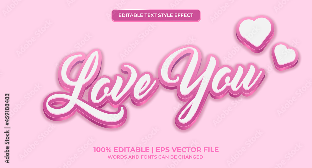 Editable text style effect - love text style
