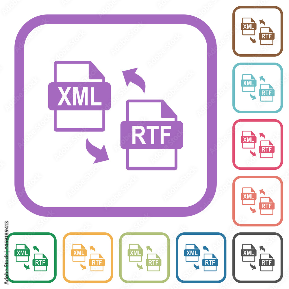 XML RTF file conversion simple icons XML RTF file conversion simple icons