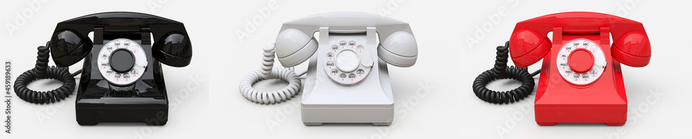 Old dial telephone on a white background. 3d illustration. Old dial telephone on a white background. 3d illustration.