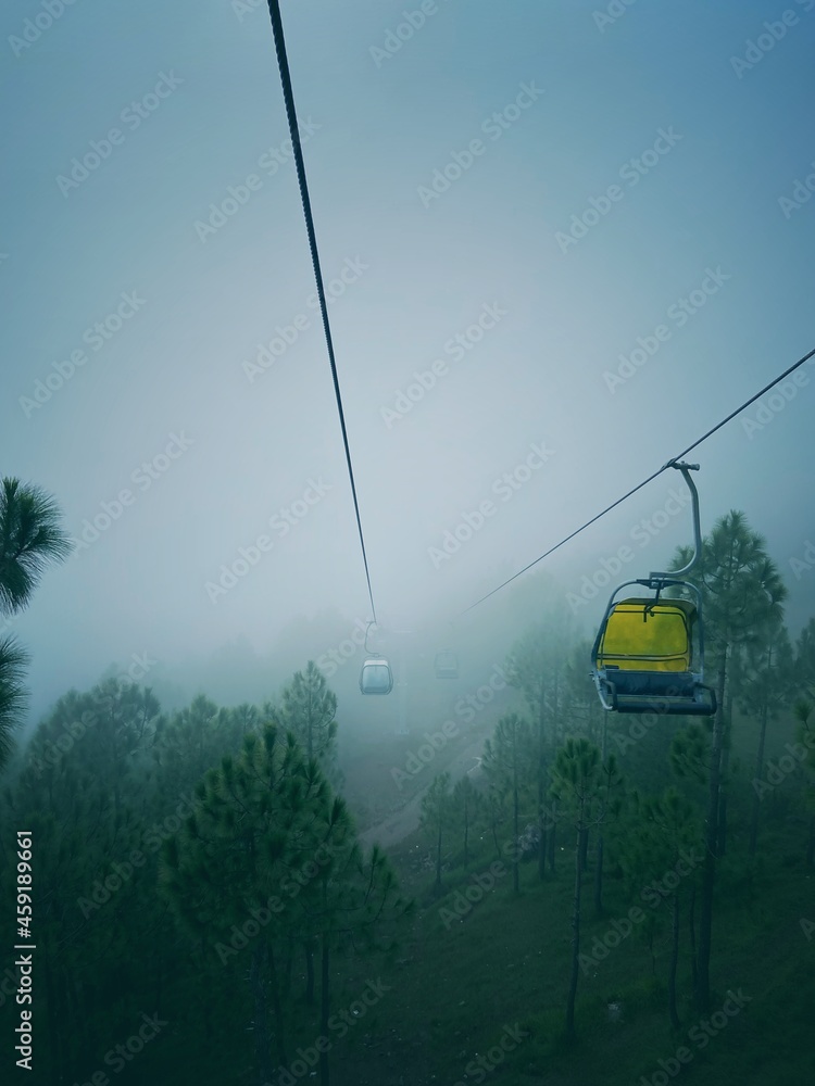 Chair lift in the mountains of Pakistan, Patriata