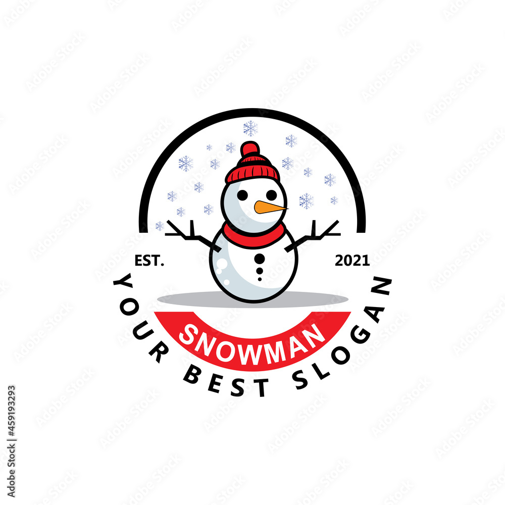 snowman logo vector icon, winter christmas with gifts and santa, design illustration snowman logo vector icon, winter christmas with gifts and santa, design illustration