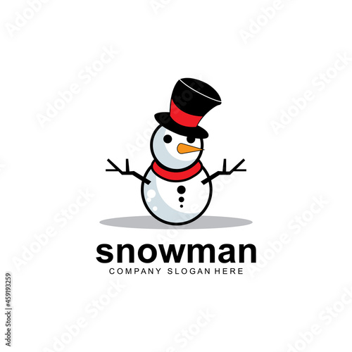 snowman logo vector icon  winter christmas with gifts and santa  design illustration