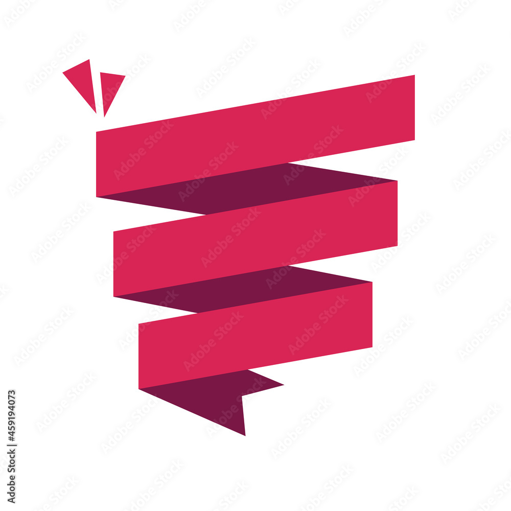 origami shape red ribbon banner template, perfect for flyer designs, presentations or more
