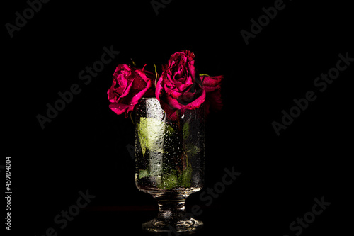rose in glass
