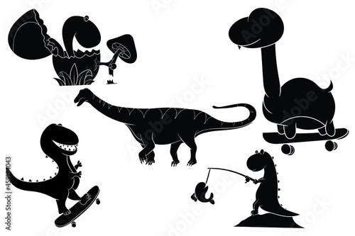 Set of dinosaur silhouette. Premium Vector 