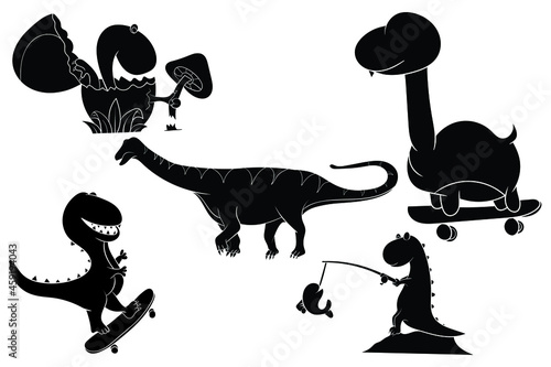 Set of dinosaur silhouette. Premium Vector
