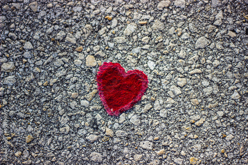 red heart on the stone