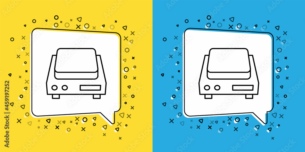 Set line Electronic jewelry scales icon isolated on yellow and blue background. Vector Set line Electronic jewelry scales icon isolated on yellow and blue background. Vector