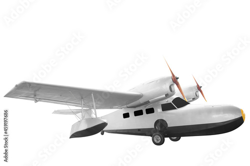  Retro style plane isolated on white background with clipping path