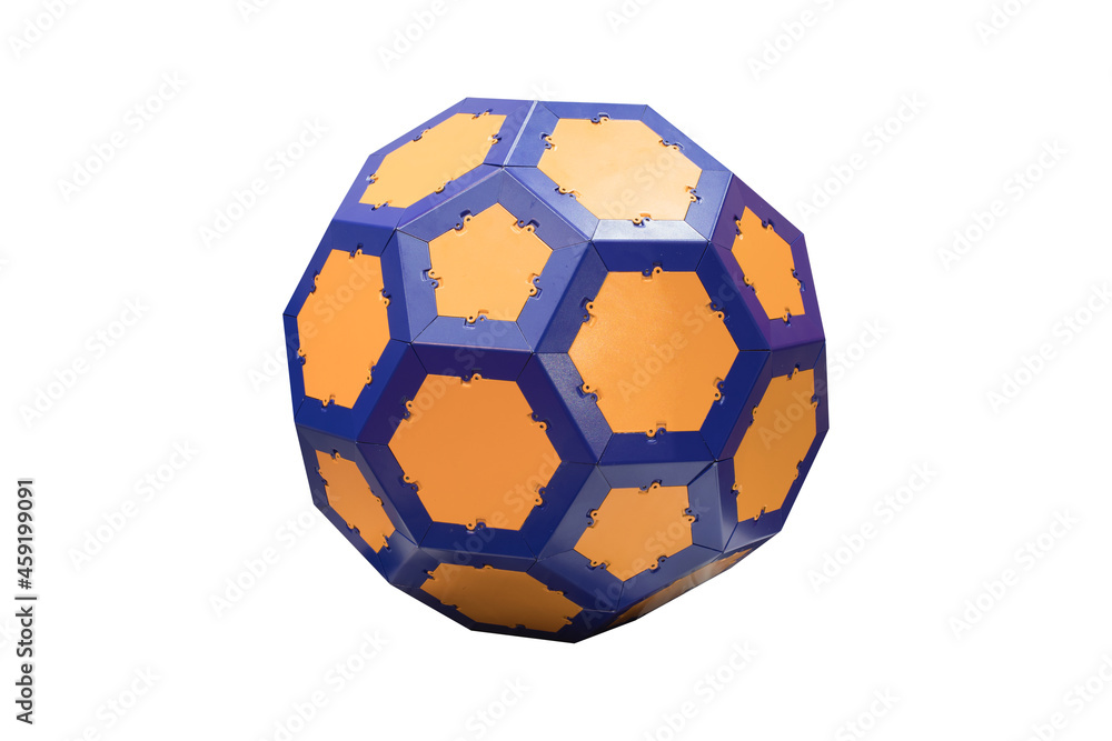Fototapeta premium Wireframe mesh polygonal sphere. Network hexagonal structure. isolated on white background with clipping path.