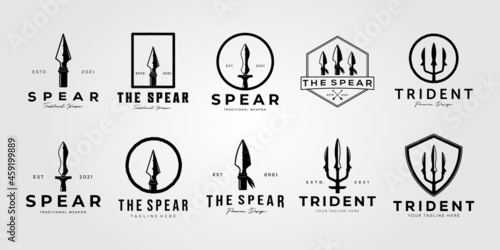 Canvas Print set of spear or collection of arrowhead and bundle of poseidon logo vector illus