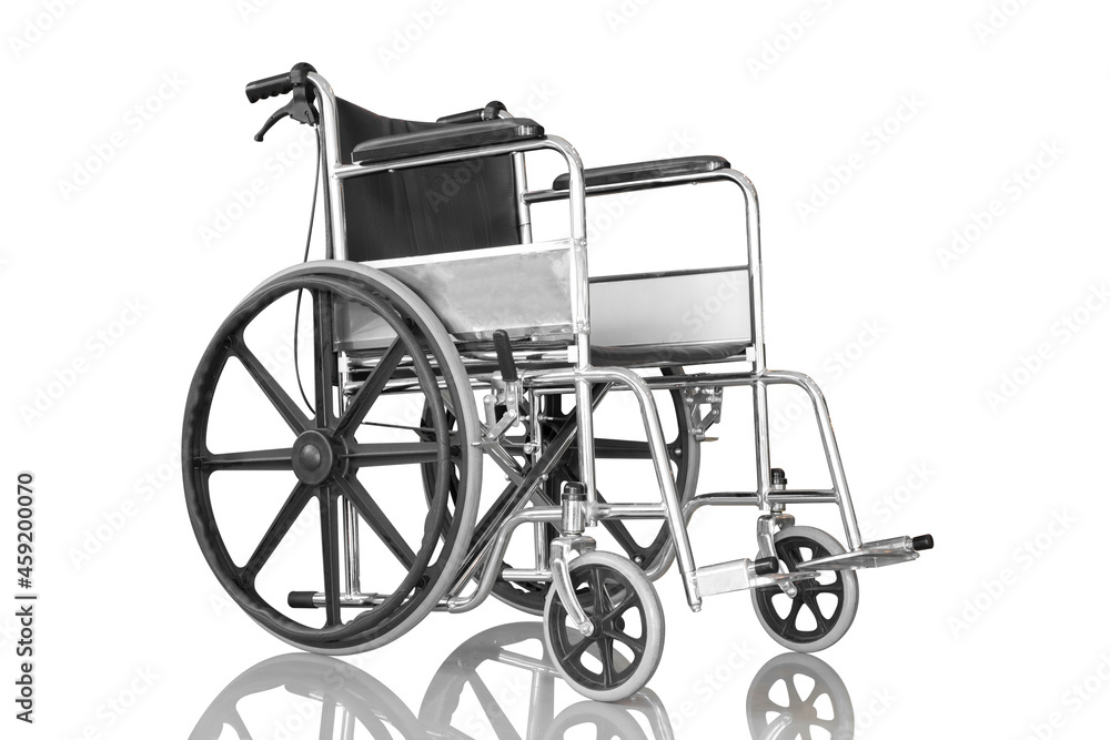 Empty wheelchair as medical equipment isolated on white background with clipping path