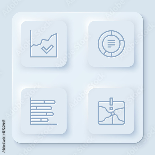 Free Download Set line Financial growth increase, Pie chart infographic, and Intersection point. White square button. Vector - GFXLoad