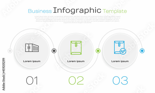 Set line Container, Envelope and and check mark. Business infographic template. Vector