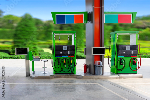 Gas station isolated on white background with clipping path