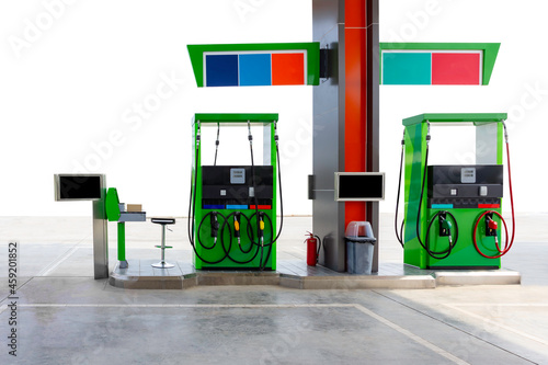 Gas station isolated on white background with clipping path