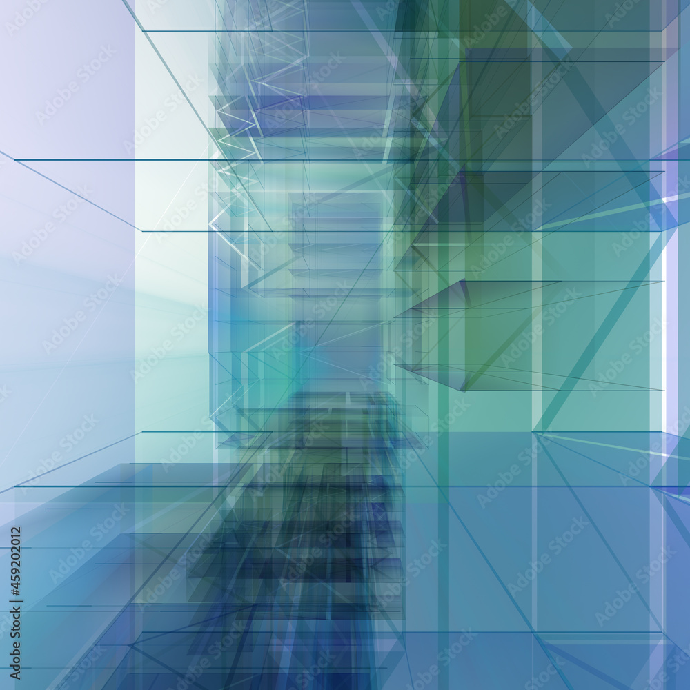 Abstract architecture. Geometric background, suggestive of transparent 3D buildings. Also available as an animation - search for 197514448 in Videos.