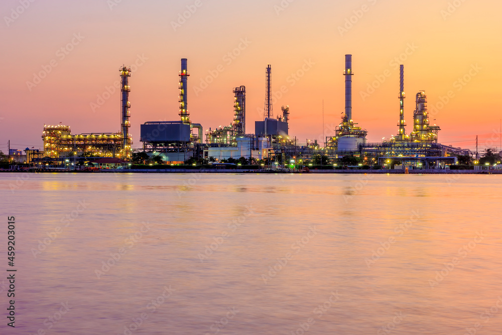 petrochemical oil refinery in sunrise