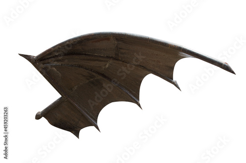Dragon wings metal isolated on black background with clipping path