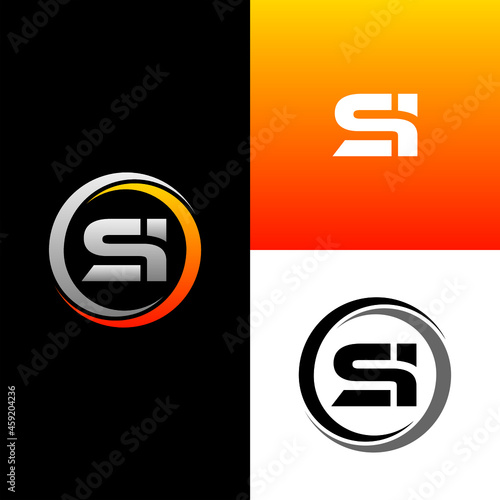 SI Letter Initial Logo Design Template Vector Illustration