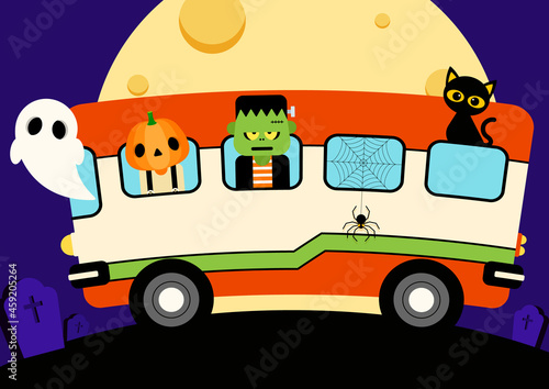 Happy halloween party template design background decorative cute character