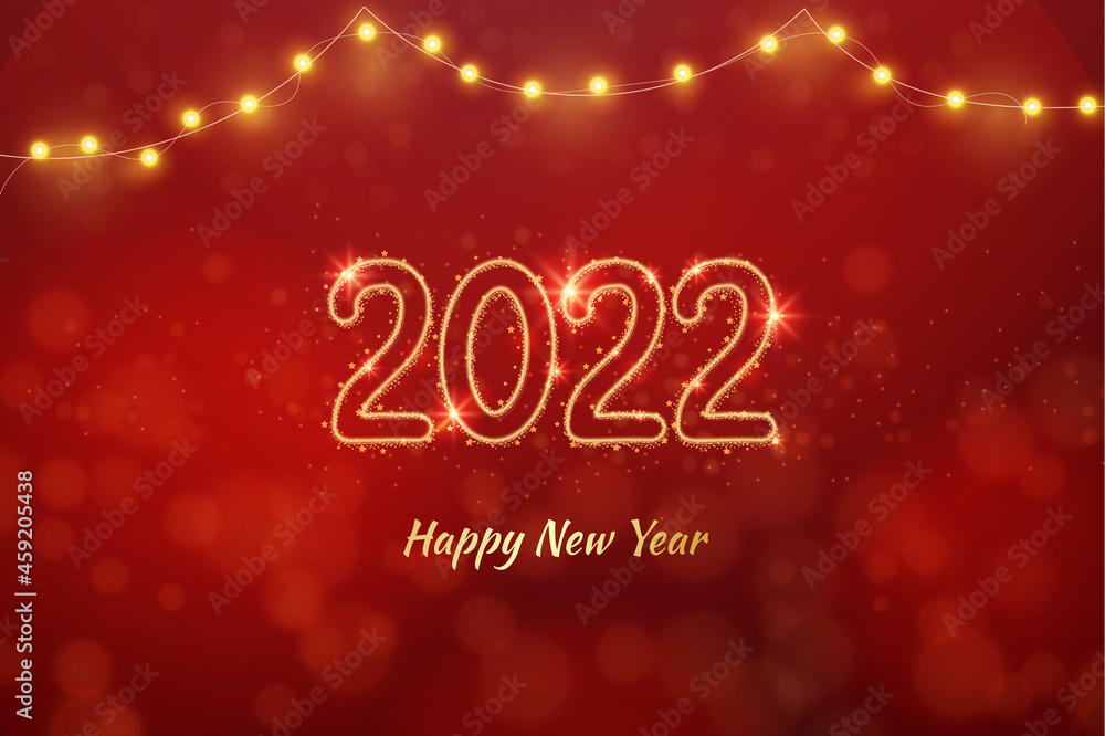 Happy new year 2022 red light background design Happy new year 2022 red light background design
