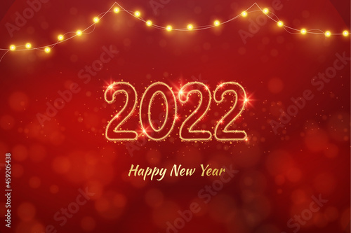 Happy new year 2022 red light background design
