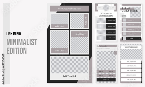 Set of editable social media instagram link in bio minimalist design, bio link vector template ai & eps 10